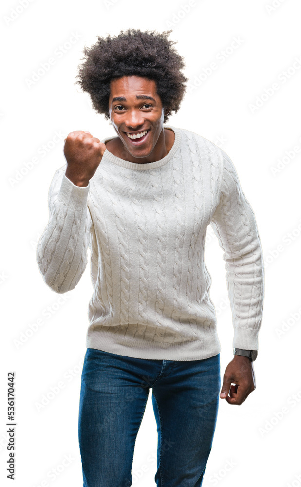 Happy afro american black man celebrating, very excited and confident Happy afro american black man celebrating, very excited and confident
