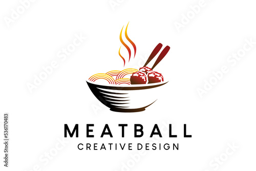 Meatball logo design with creative vintage style concept