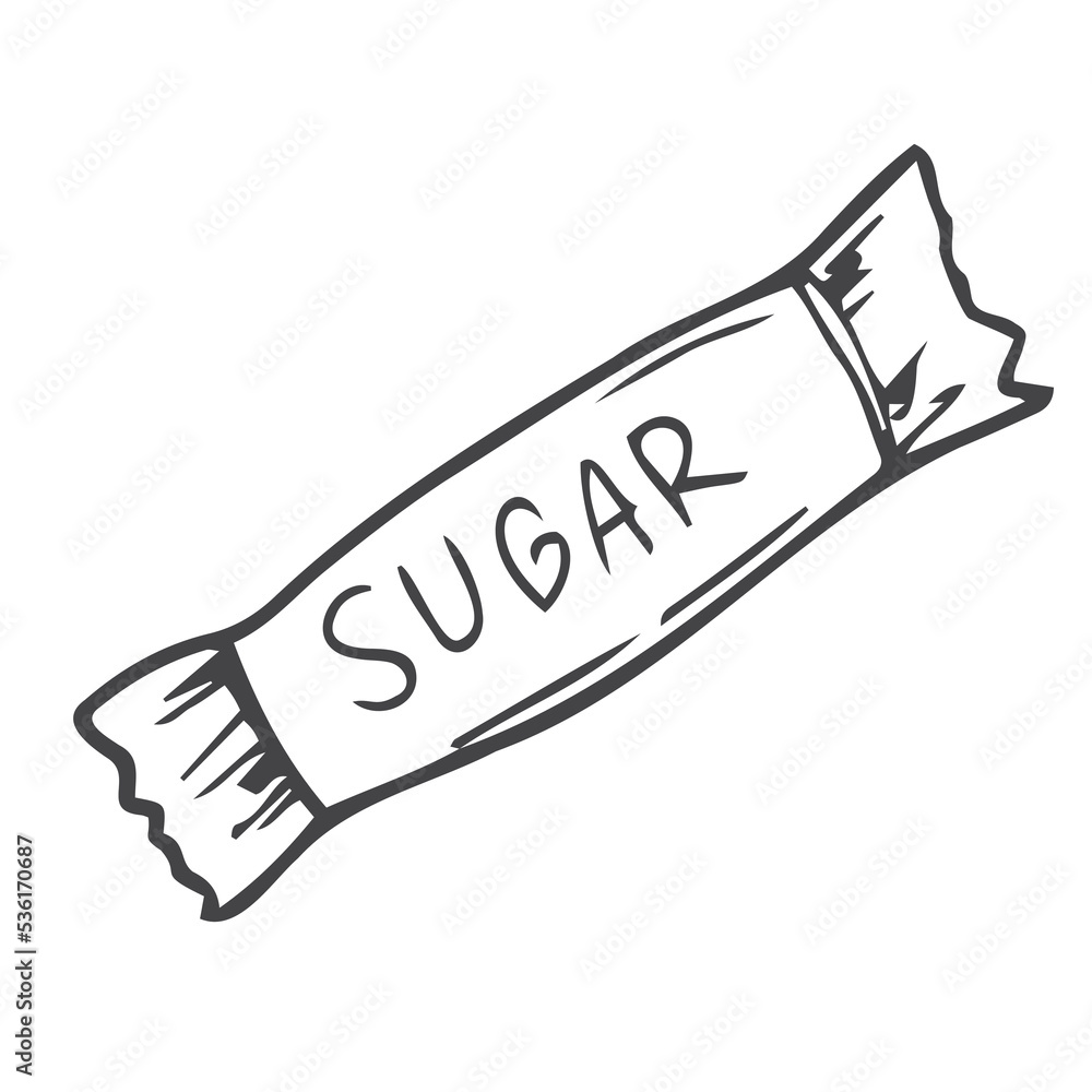 sugar sachet for cafe concept vector illustration. hand drawing doodle linear icon sign symbol sugar sachet for cafe concept vector illustration. hand drawing doodle linear icon sign symbol