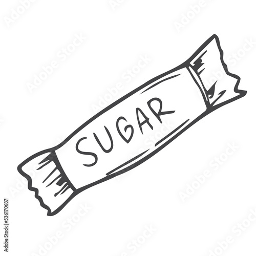 sugar sachet for cafe concept vector illustration. hand drawing doodle linear icon sign symbol
