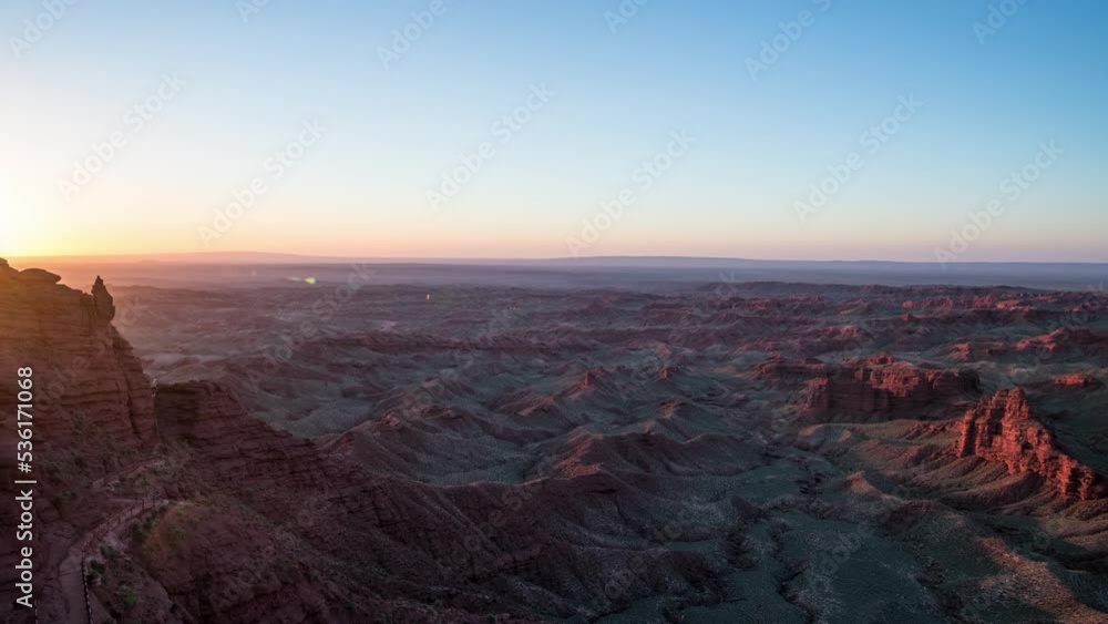 aerial view of landscape of danxia landform in northwestern in china at sunset aerial view of landscape of danxia landform in northwestern in china at sunset
