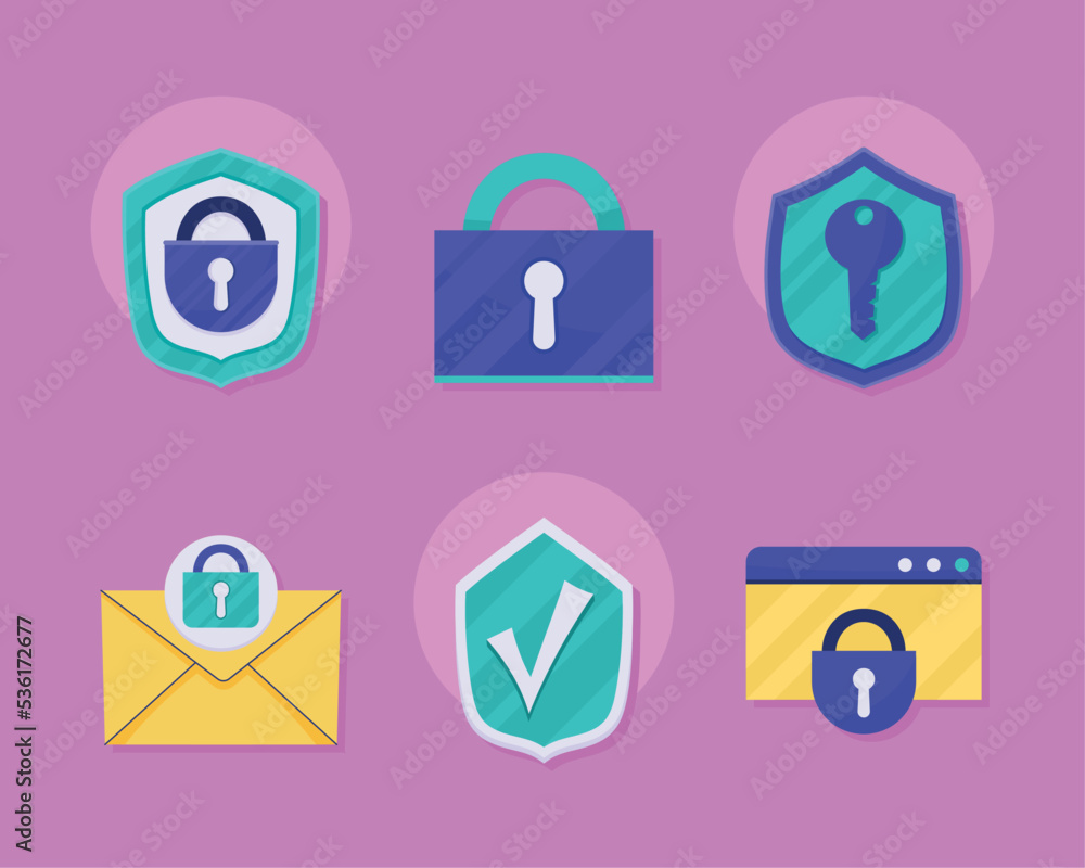six cyber security icons six cyber security icons
