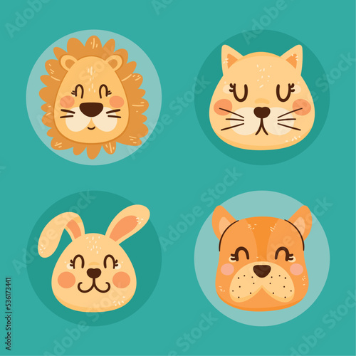 four cute animals heads © Gstudio