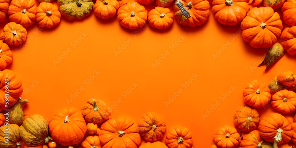 Fototapeta premium autumn leaves and pumpkins