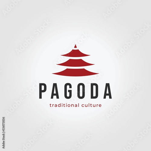 Japanese Pagoda Heritage Logo Vector Design, Illustration of culture of asian and chinese
