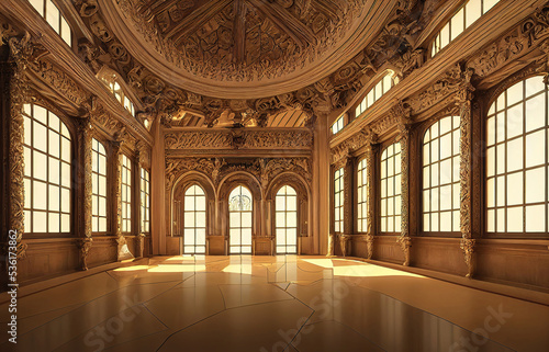 Beautiful luxury golden renaissance palace interior