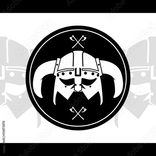 CASCO VIKINGO ANTIGUO GUERRERO VECTOR ICONO LOGO