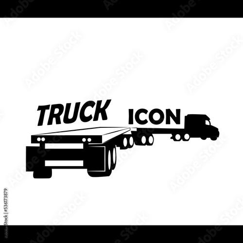 CAMION DE DOBLE REMOLQUE CONTENEDOR SIN CAJAS ICONO VECTOR LOGO