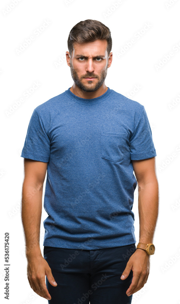 Young handsome man over isolated background skeptic and nervous, frowning upset because of problem. Negative person. Young handsome man over isolated background skeptic and nervous, frowning upset because of problem. Negative person.