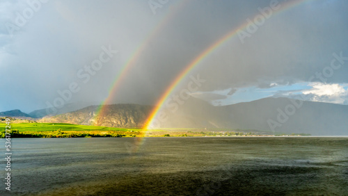 Double Rainbow over Osoyoos Lake in the Okanagen Valley in British Columbia, Canada