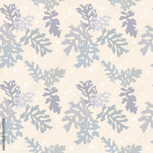 Abstract seamless pattern with leaves. Trendy hand drawn textures.