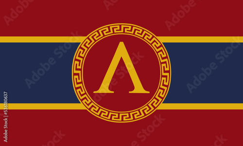 Spartan flag symbol. Ancient flag of Sparta polis vector illustration. City state symbol in ancient Greece. Brave warriors symbol from antique Greek.