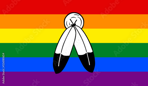 Two spirit pride Flag vector illustration. LGBT flag Native American community sexual gender rights. Indians lesbian and gay culture in United States of America. 