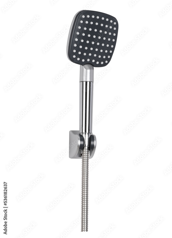 Obraz premium black-chromeShower head metal shower hose on a white background,