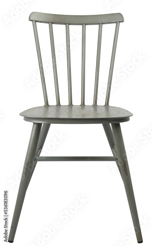 gray color chair, Metal, metal chair, modern designer. Isolated chair on a white background,front shot 