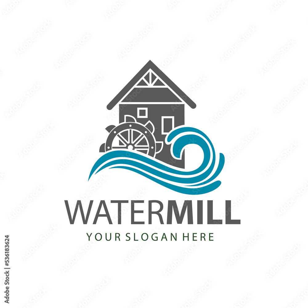 Fototapeta premium illustration of water mill wheel isolated on white background