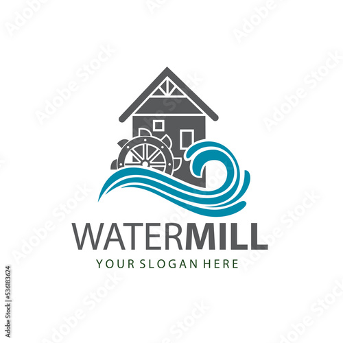 illustration of water mill wheel isolated on white background