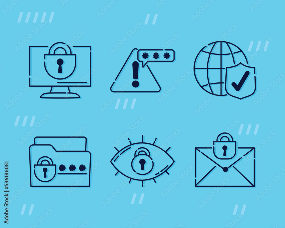 Fototapeta premium cyber security six icons
