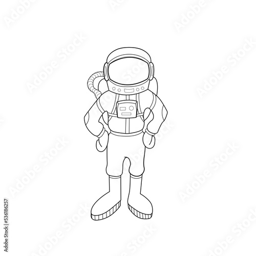 astronauta personaje dibujo en blanco y negro para colorear
