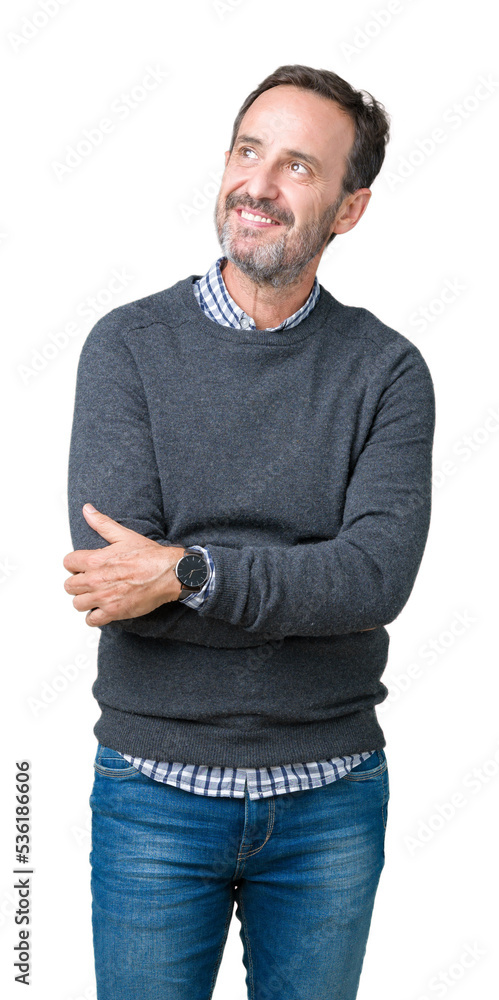 Handsome middle age senior man wearing a sweater over isolated ...