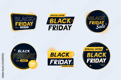 six black friday labels