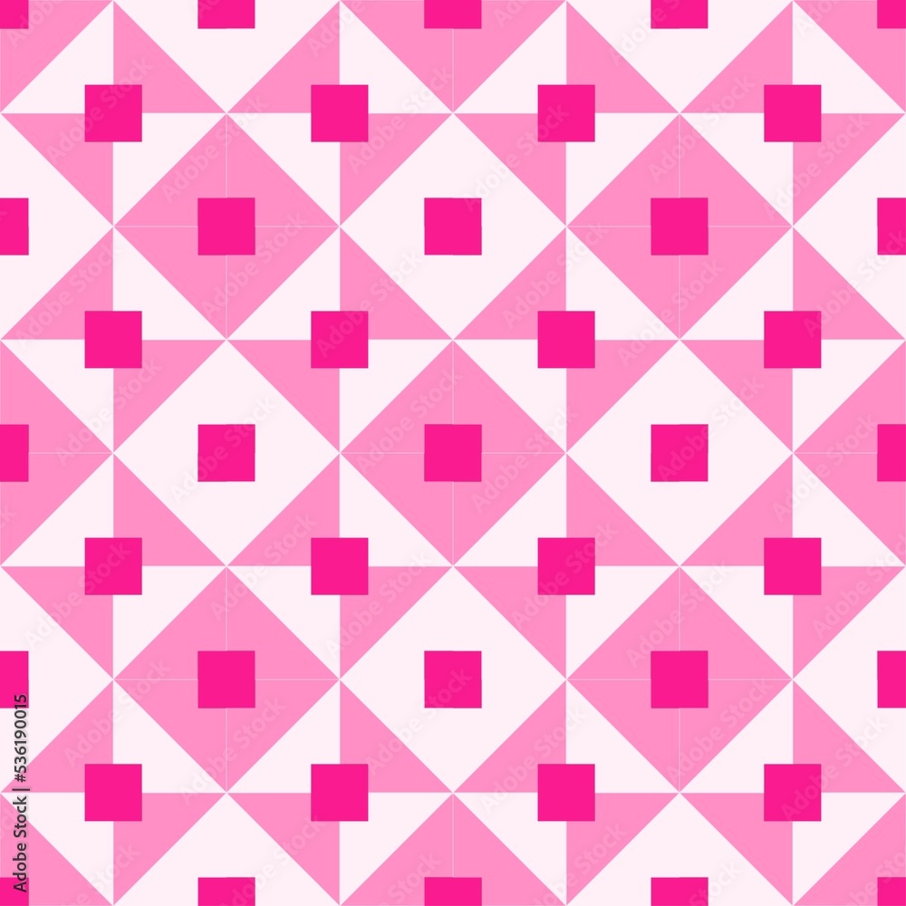 The Pink Triangle and Square Design in Fabric Seamless Pattern The Pink Triangle and Square Design in Fabric Seamless Pattern