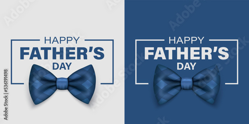 Vector Bow Tie for Father's Day Design. 3d Realistic Silk Blue Checkered Bow Tie. Glossy Bowtie, Tie Gentleman. Father's Day Holiday Concept. Design Template for Greeting Card, Invitation, Poster