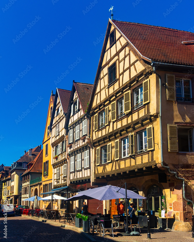 Colmar is a picturesque old town with beautiful traditional half-timbered houses. Alsace, France