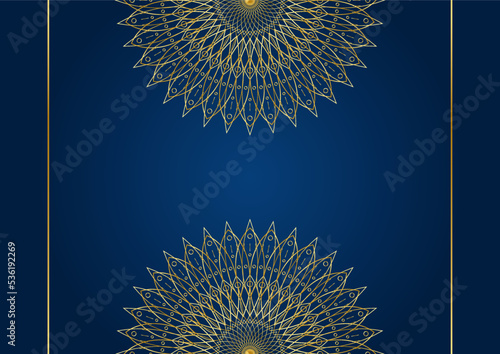 Gold and blue ornamental mandala background