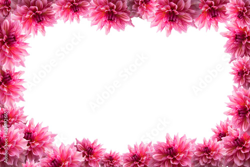 Beautiful pink Dahlia flower border PNG file with transparent background