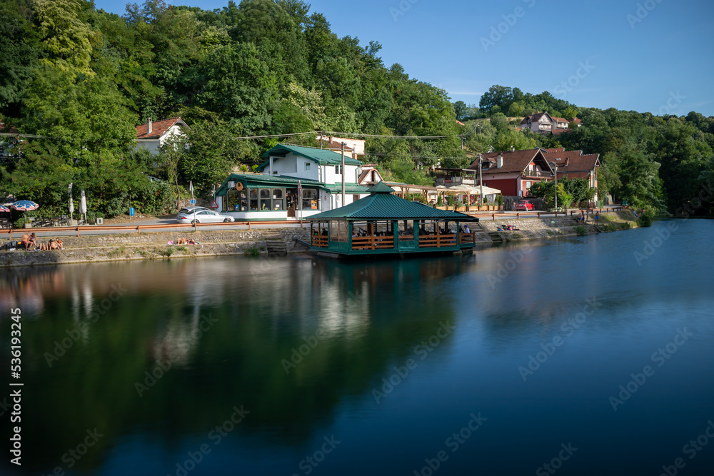 Raft cafe on river Gradac, Valjevo