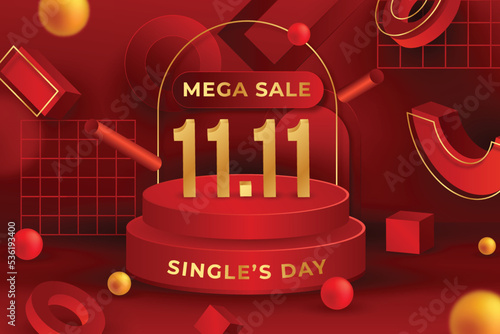 realistic golden red single s day background vector design illustration