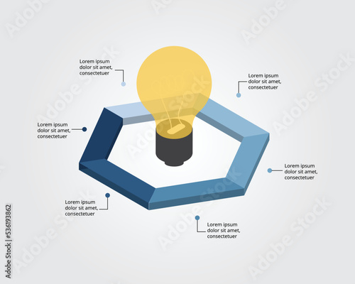 light burb idea template for infographic for presentation for 6 element