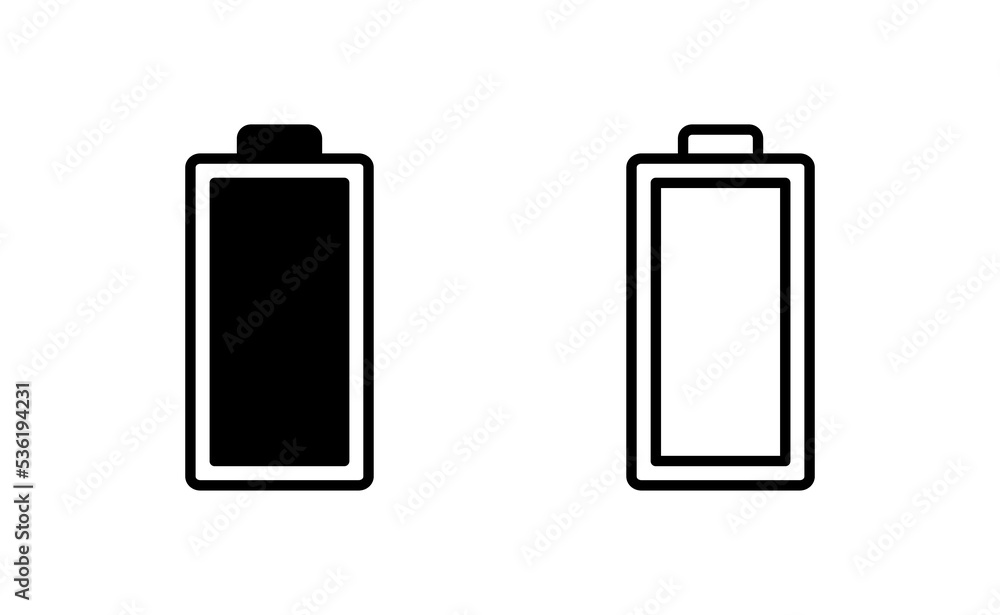 Battery icon vector for web and mobile app. battery charging sign and symbol. battery charge level Battery icon vector for web and mobile app. battery charging sign and symbol. battery charge level