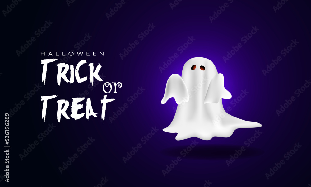 Happy Halloween trick or treat cute ghost dark blue background. Vector illustration Happy Halloween trick or treat cute ghost dark blue background. Vector illustration