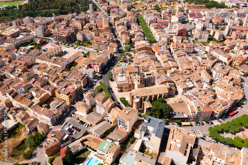 Aerial photo of Tremp. Spanish town in province of Lleida from above. photo