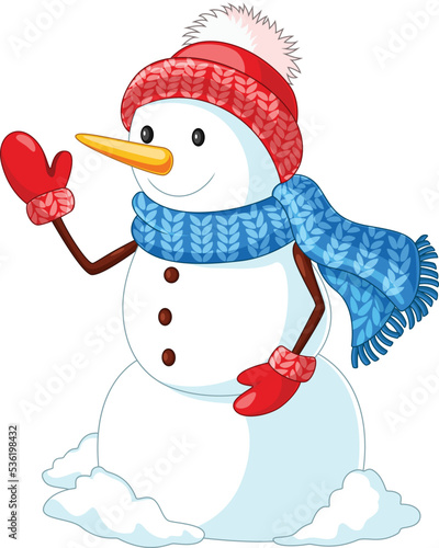 Christmas snowman wearing a hat and scarf
