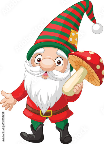 Cartoon gnomes holding a mushroom