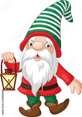 Cartoon gnomes holding a lantern