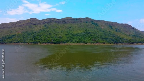 aerial view of the prado dam in tolima colombia. inland sea of the country. concept of vacations or landscapes