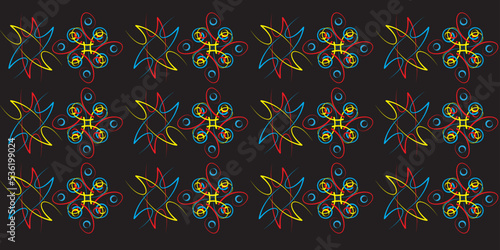 abstract pattern blue lines, circles or vector wallpaper for black red, yellow, blue seamless backgrounds, traditional cloth from Indonesia photo