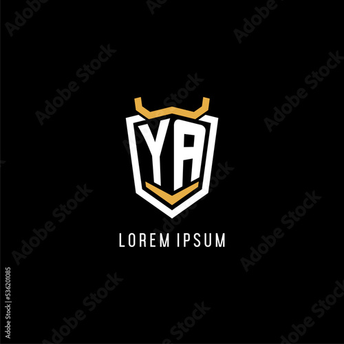 Initial YA geometric shield esport logo monogram design style