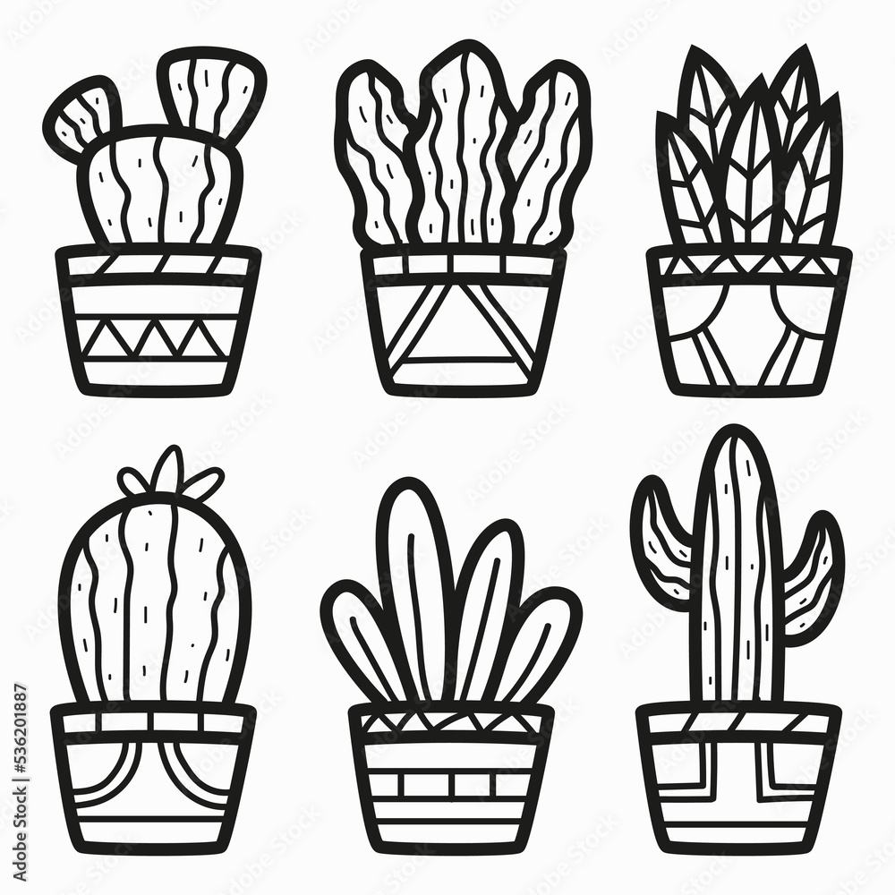 Cactus plant doodle cartoon illustration design Cactus plant doodle cartoon illustration design
