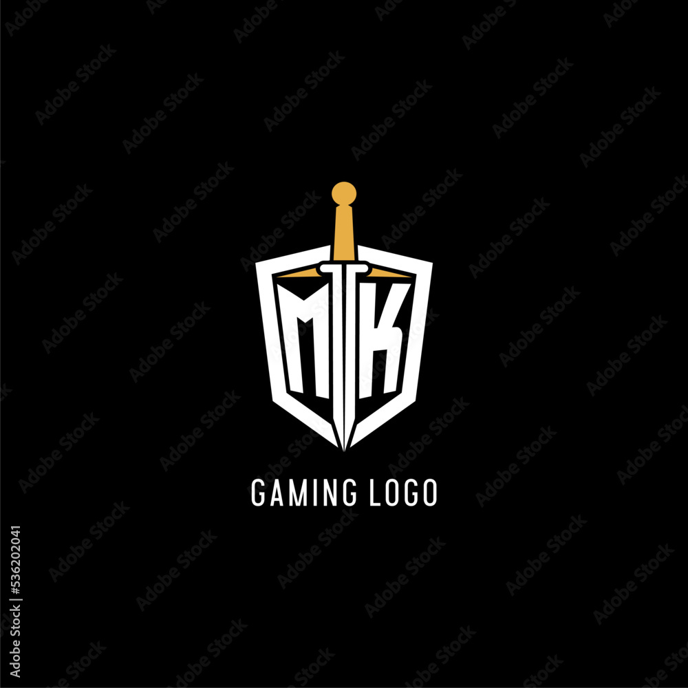 Letter MK logo with shield and sword design inspiration Stock Vector ...