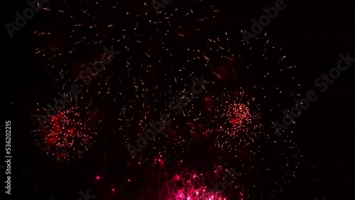 Dynamic Dramatic Fireworks Overlay, Clebration Night Concept, Full Frame photo