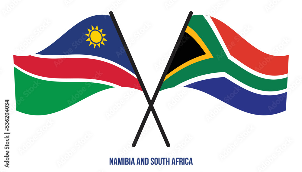 Namibia and South Africa Flags Crossed And Waving Flat Style. Official Proportion. Correct Colors. Namibia and South Africa Flags Crossed And Waving Flat Style. Official Proportion. Correct Colors.