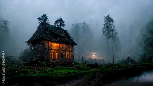 haunted house in the forest photo