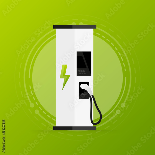 Car charger. Electromobile charging station. Vector illustration.