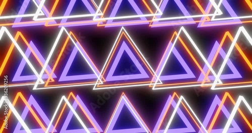 3d render with neon purple, yellow and white triangles