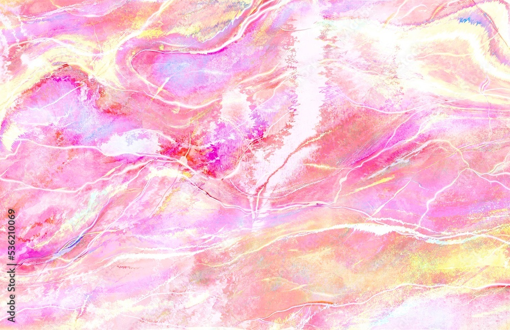 Luxury abstract fluid art painting in alcohol ink and watercolor technique, mixture of pink, blue and gold paints.Great wallpaper with pink opal in the cut for bedroom, kids room and other space. Luxury abstract fluid art painting in alcohol ink and watercolor technique, mixture of pink, blue and gold paints.Great wallpaper with pink opal in the cut for bedroom, kids room and other space.